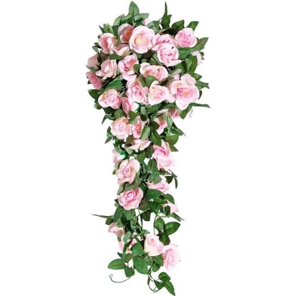 2 PCS (16FT) Fake Rose Vine Garland Artificial Flowers Plants for Hotel Wedding - Picture 7 of 7
